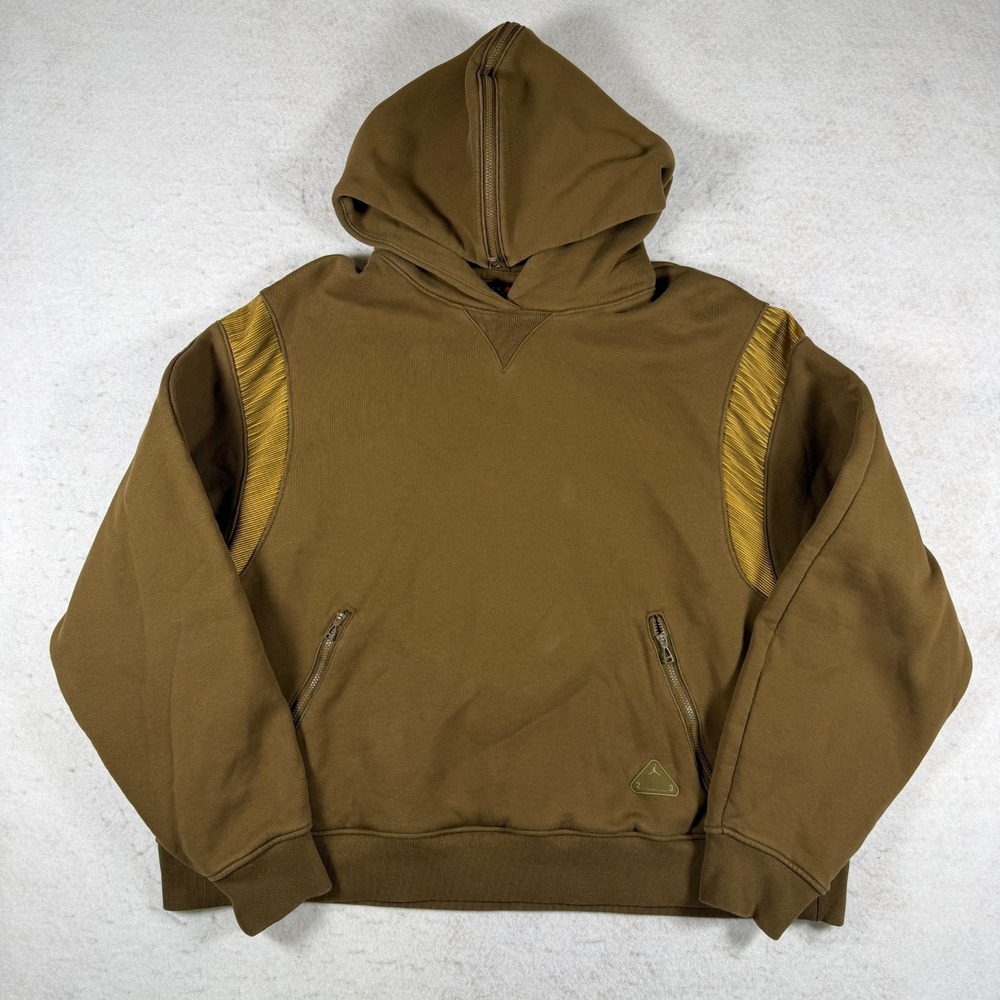 Jordan 23 Engineered Hoodie Mens Large L Brown Yellow Zip-Hood Fleece Sweatshirt